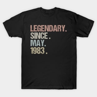 36th Birthday Gift Legendary Since May 1983 Retro T-Shirt